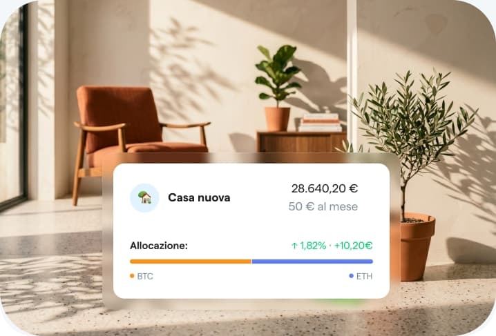 Un salvadanaio per la casa nuova con acquisti ricorrenti in BTC ed ETH